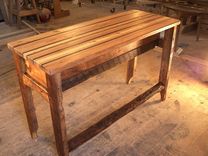 Butcher Block Kitchen Island From Reclaimed Hardwood And Rustic Pine Base 3 small