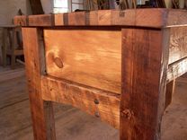 Butcher Block Kitchen Island From Reclaimed Hardwood And Rustic Pine Base 4 small