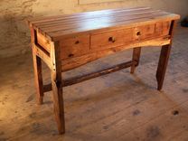 Butcher Block Kitchen Island From Reclaimed Hardwood And Rustic Pine Base 1 small