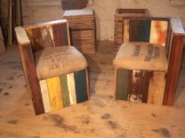 Urban Style Corner Lounge Chair From Reclaimed Wood And Coffee Bean Bags 4 small
