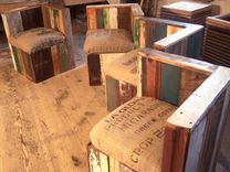 Urban Style Corner Lounge Chair From Reclaimed Wood And Coffee Bean Bags 5 small