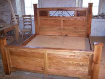 Reclaimed Wood And Hand Forged Wrought Iron Accents Craftsman Style Platform Storage Bed 1 small