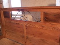 Reclaimed Wood And Hand Forged Wrought Iron Accents Craftsman Style Platform Storage Bed 2 small