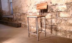 Modern Style Bar Stools With Back Rest Made From Reclaimed Wood And Metal 1 small