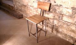 Modern Style Bar Stools With Back Rest Made From Reclaimed Wood And Metal 4 small