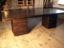 Custom Crafted From Reclaimed Wood Urban Modern Pedestal Table 3 small