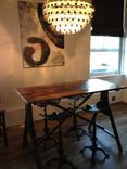 Reclaimed Wood Train Bridge Industrial Metal Base Table With Plank Top 2 small