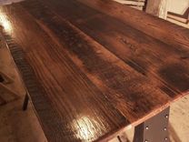Reclaimed Wood Train Bridge Industrial Metal Base Table With Plank Top 5 small