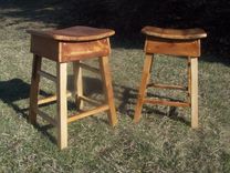 Reclaimed Wood Primitive Style Saddle Stools Made In Reclaimed Wood 1 small