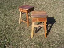 Reclaimed Wood Primitive Style Saddle Stools Made In Reclaimed Wood 2 small