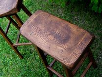 Reclaimed Oak Live Edge Bar Stools 2 small