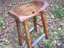 Reclaimed Oak Live Edge Bar Stools With Salvaged Metal Trim 3 small