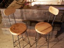 Reclaimed Maple Swivel Bar Stools With Rebar Legs And Back Rest 1 small