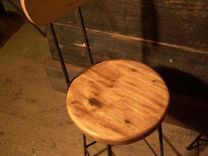 Reclaimed Maple Swivel Bar Stools With Rebar Legs And Back Rest 2 small