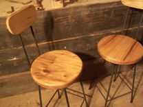 Reclaimed Maple Swivel Bar Stools With Rebar Legs And Back Rest 5 small