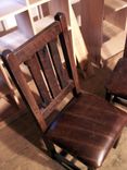 Reclaimed Oak Rustic Mission Dining Chairs With Upholstered Leather Seats 2 small