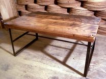 Reclaimed Wormy Chestnut Coffee Table With Industrial Metal Base 2 small