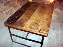 Reclaimed Wormy Chestnut Coffee Table With Industrial Metal Base 3 small