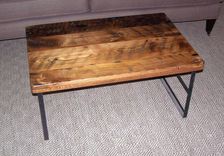 Reclaimed Wormy Chestnut Coffee Table With Industrial Metal Base 4 small