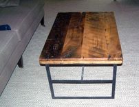 Reclaimed Wormy Chestnut Coffee Table With Industrial Metal Base 5 small