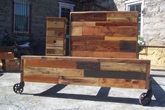 Steampunk Bed From Reclaimed Wood And Vintage Iron Wheels 3 small