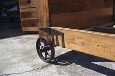 Steampunk Bed From Reclaimed Wood And Vintage Iron Wheels 4 small