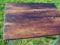 Reclaimed Wormy Chestnut Kitchen Table With Painted Skirt 3 small