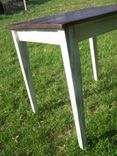 Reclaimed Wormy Chestnut Kitchen Table With Painted Skirt 5 small