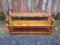 Reclaimed Wood Relaxed Back Farm Bench With Armrests 3 small