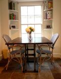 Reclaimed Wood Dining Table With Contemporary Metal Base 2 small