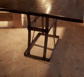 Reclaimed Wood Dining Table With Contemporary Metal Base 5 small