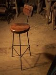 Reclaimed Oak Bar Stools With Industrial Legs And Back Rest 1 small