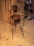 Reclaimed Oak Bar Stools With Industrial Legs And Back Rest 2 small
