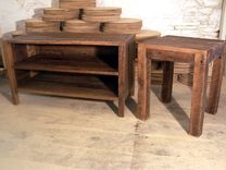 Solid Oak Rustic Parsons Style End Table 3 small