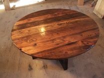 Large Round Coffee Table With Industrial Metal Base 3 small