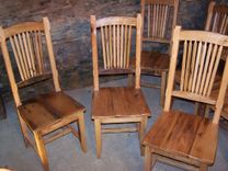 Reclaimed Wormy Chestnut Wheat Sheaf Spindle Back Chairs 2 small