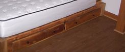 Reclaimed Rustic Pine Platform Bed With Shelf Headboard And 4 Drawers 2 small