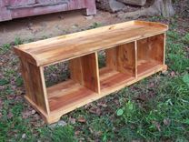 Classic Reclaimed Heart Pine Country Hall Storage Bench 1 small