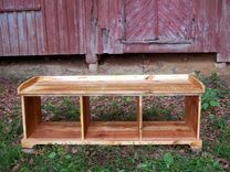 Classic Reclaimed Heart Pine Country Hall Storage Bench 2 small