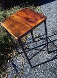 Urban Style Reclaimed Wood Bar Stools With Industrial Metal Legs And Railroad Spike Foot Catchers 2 small