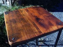 Urban Style Reclaimed Wood Bar Stools With Industrial Metal Legs And Railroad Spike Foot Catchers 4 small