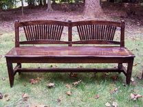 Reclaimed Antique Oak Rustic Spindle Back Bench 2 small