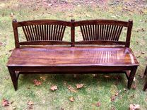 Reclaimed Antique Oak Rustic Spindle Back Bench 4 small
