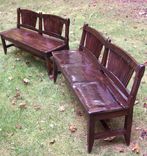 Reclaimed Antique Oak Rustic Spindle Back Bench 5 small