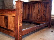 Cabin Style Reclaimed Wormy Chestnut Bed Frame 3 small