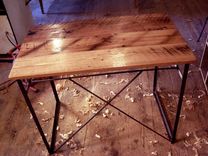 Reclaimed Wormy Chestnut Computer Desk With Industrial Metal Base 4 small