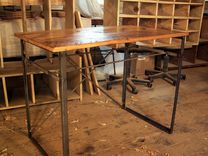 Reclaimed Wormy Chestnut Computer Desk With Industrial Metal Base 6 small