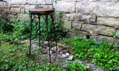Reclaimed Wood Industrial Style French Bistro Stool 1 small