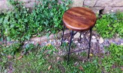 Reclaimed Wood Industrial Style French Bistro Stool 2 small
