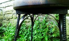 Reclaimed Wood Industrial Style French Bistro Stool 3 small